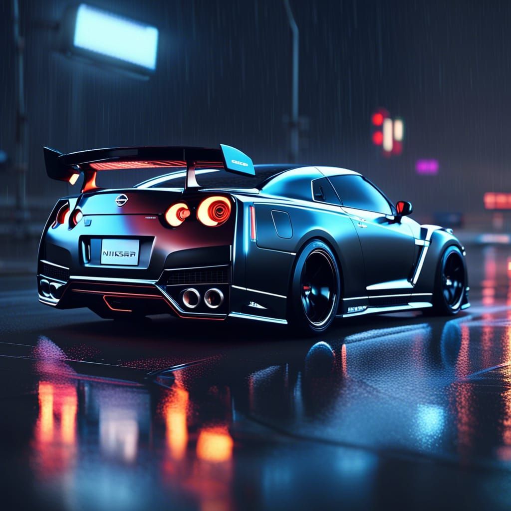 Neon GT-R Street Race in Futuristic Cyberpunk Style