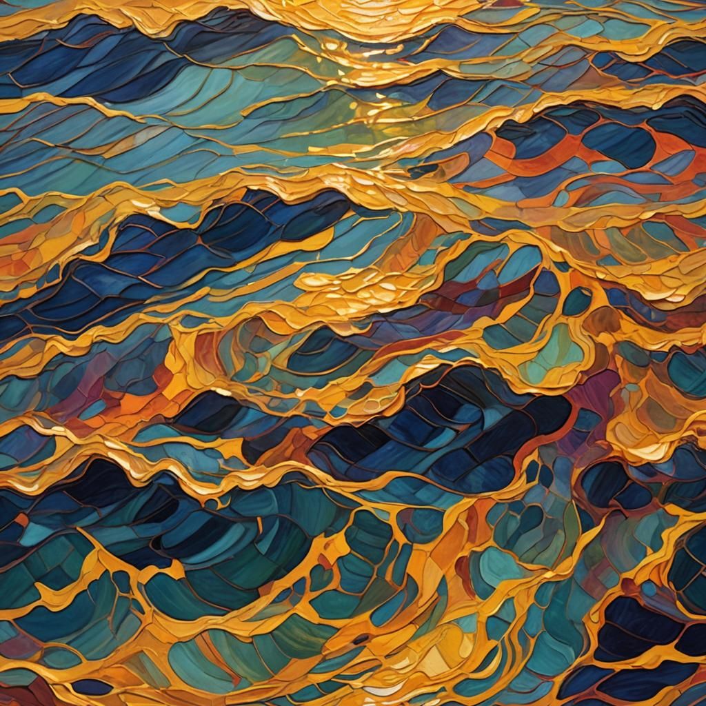 Geometric Waves of Selaron Bay in Fauvism Style