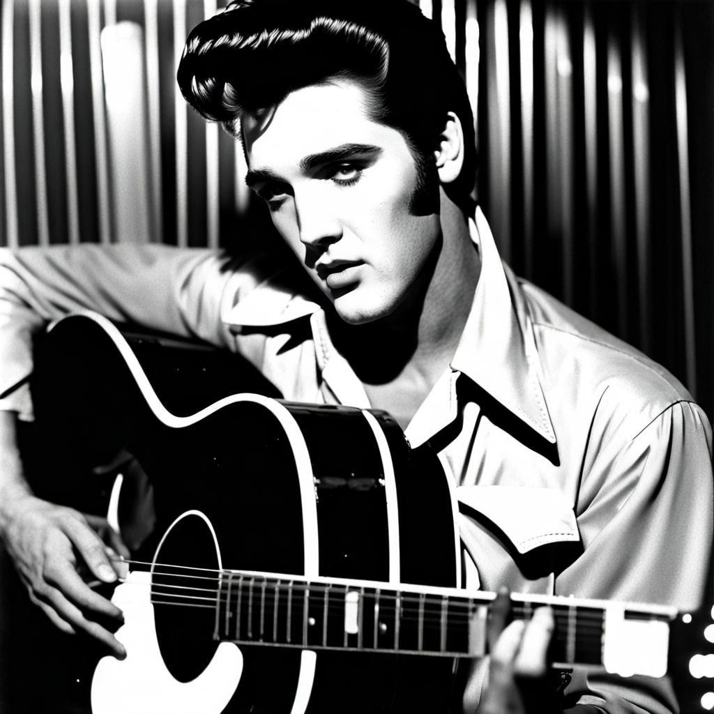 Young Elvis Presley in Dreamy Film Noir Style