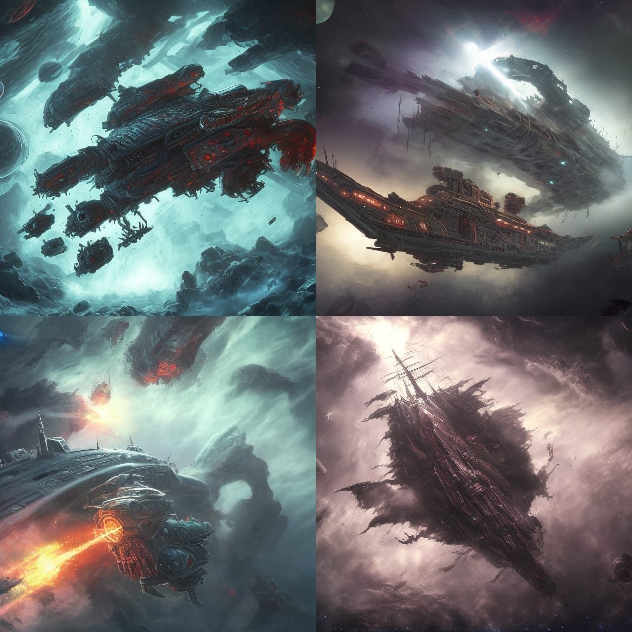 Space Warship Under Attack by Cosmic Horror