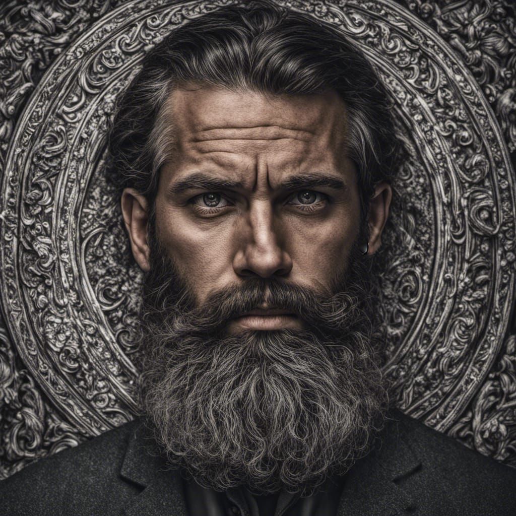 Hyperrealistic Portrait of a Detailed Bearded Man
