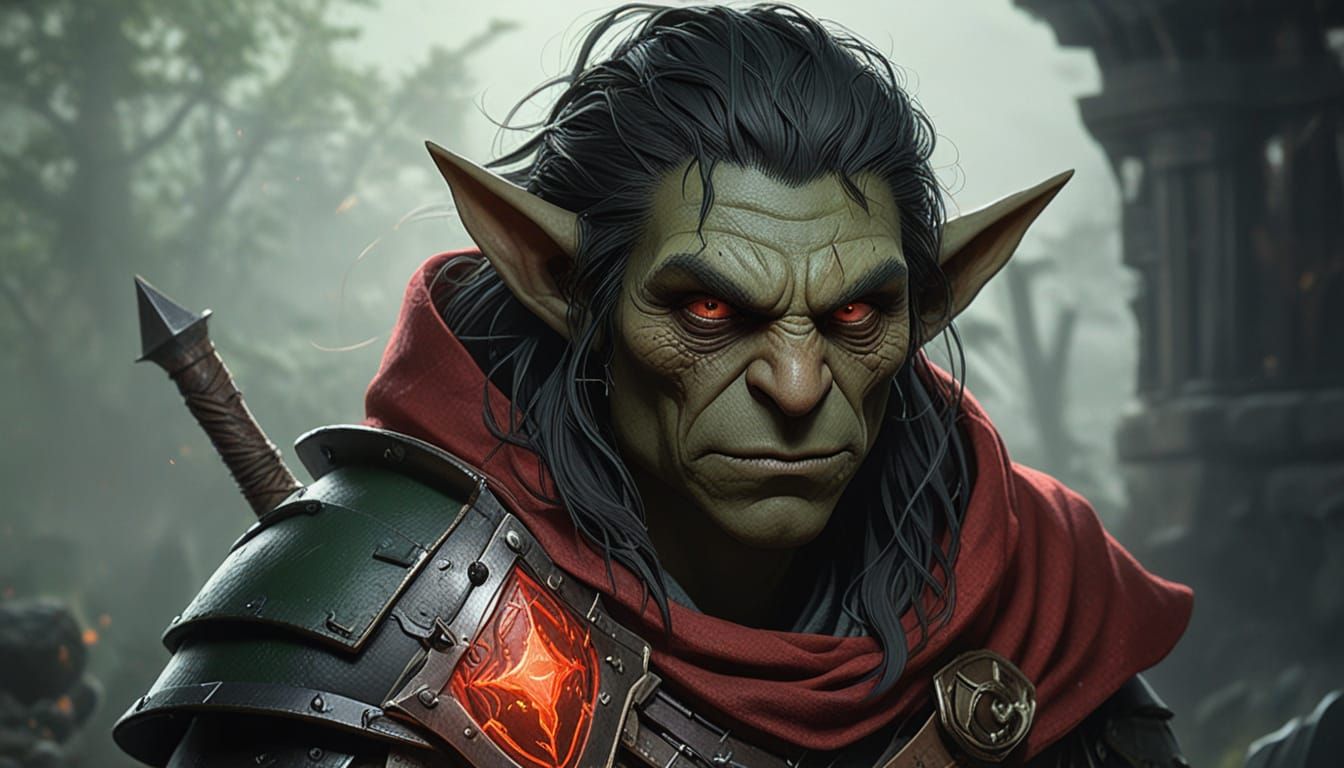 Dark Fantasy Goblin Portrait in Triadic Colors