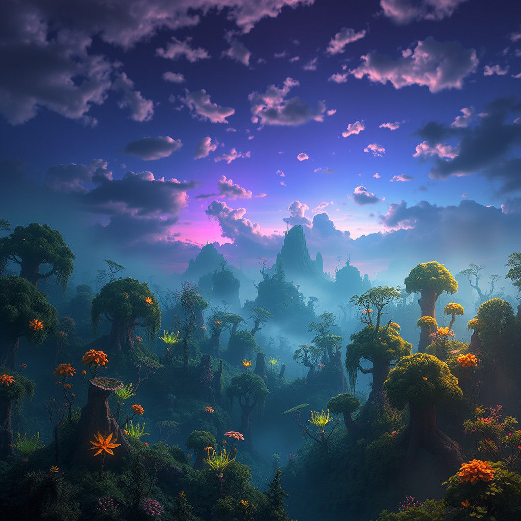 Mystical Forest Landscape in Matte Painting Style