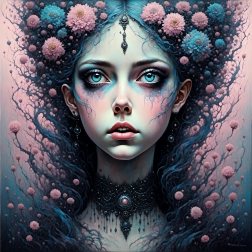 Intriguing Eyes in Dark Pastel Chaos