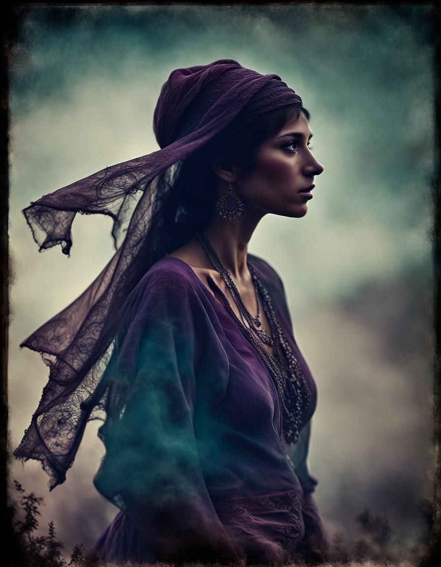 sillhouette of a gypsy woman,, Paparazzi Photography, Long E...