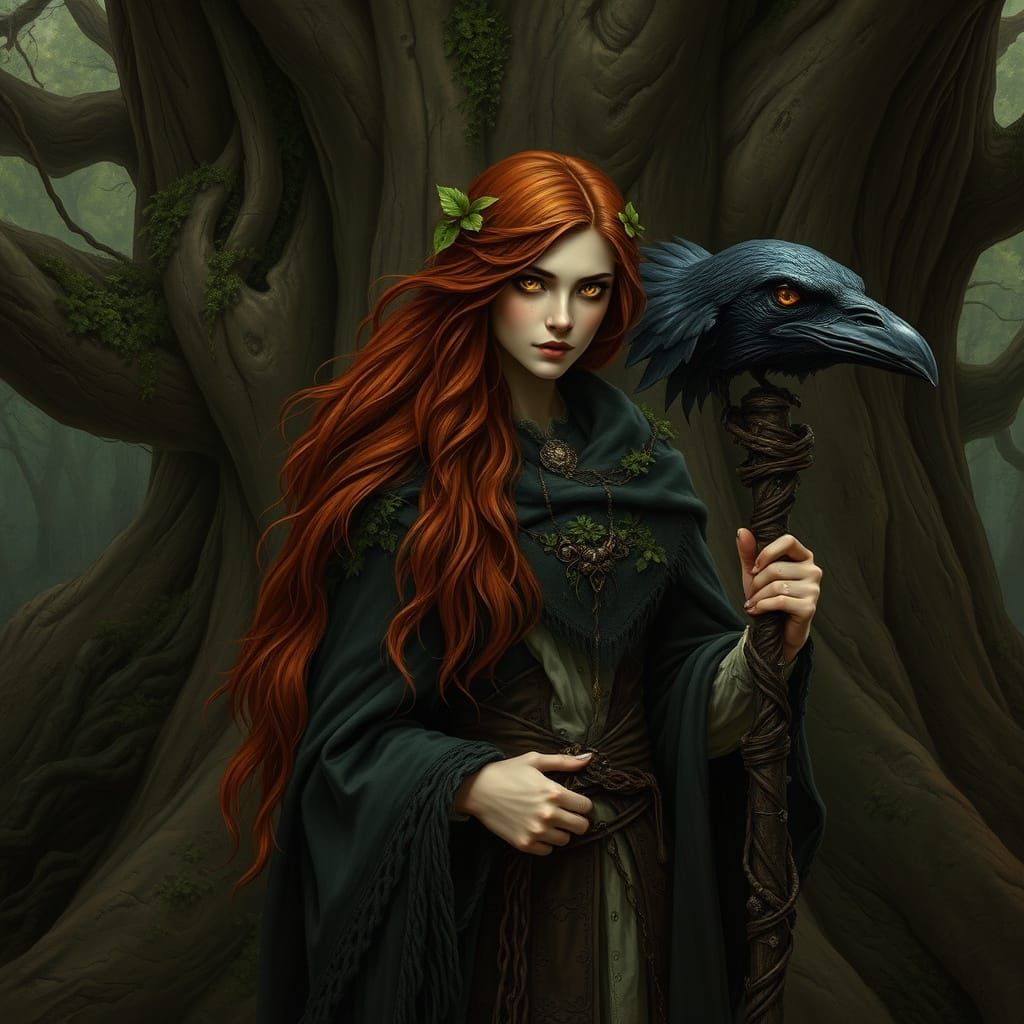 Mystical Forest Witch in Dark Fantasy Style