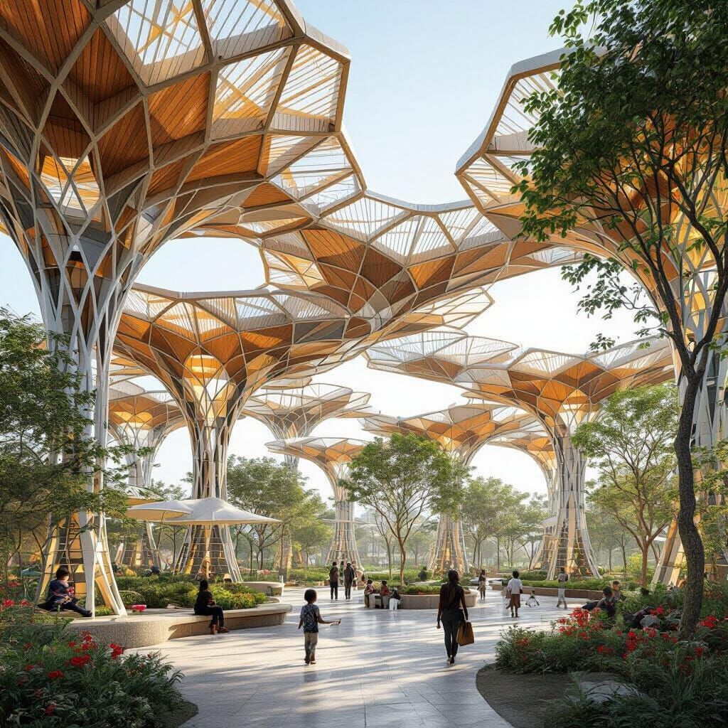 Futuristic Canopy Over African Cityscape