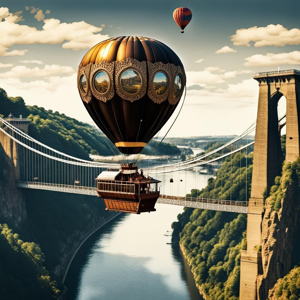 Steampunk Hot Air Balloon Under Clifton Bridge
