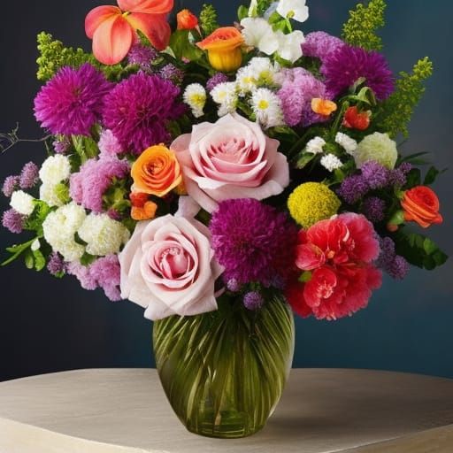 Ethereal Flowers in Vase: Hyperdetailed Photography