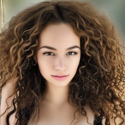 Detailed Portrait with Flowing Hair in Photo Realism