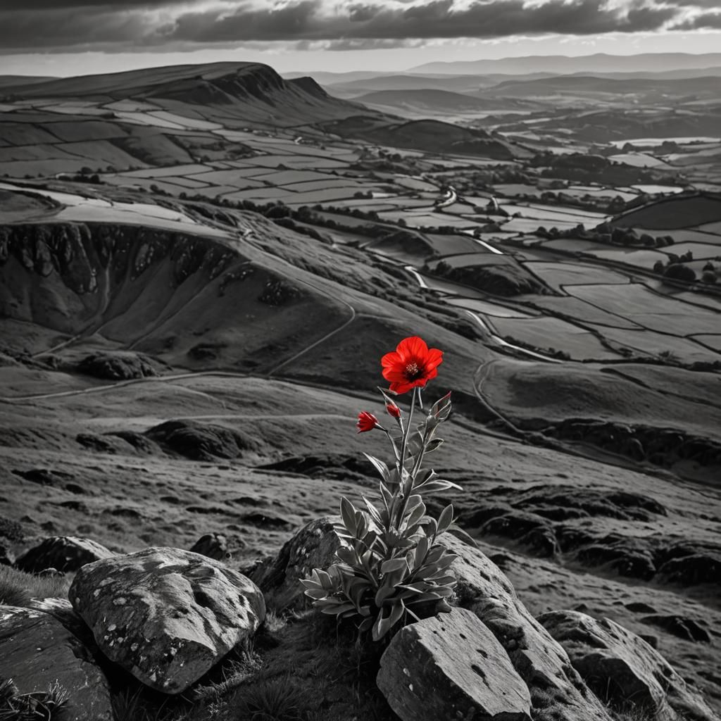 Striking Red Flower in Irish Landscape Photography