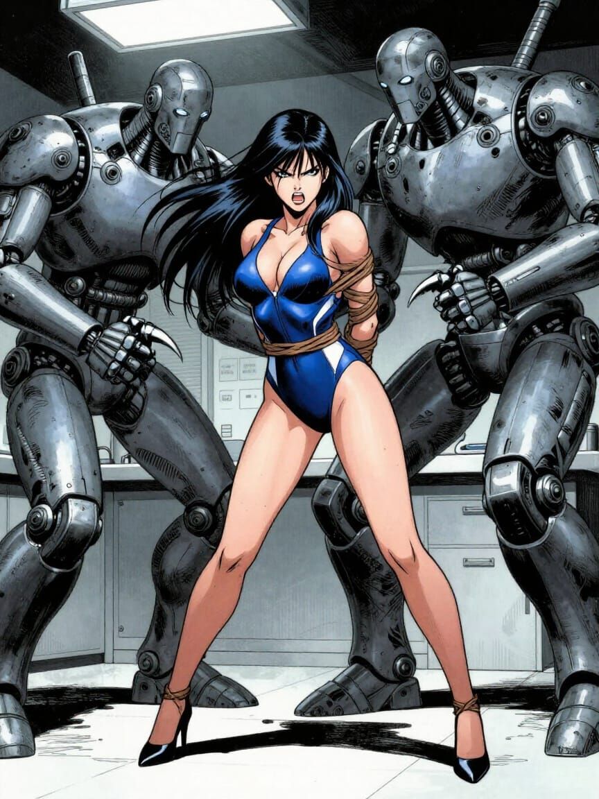 Manga Art: Psylocke Captured by Robots