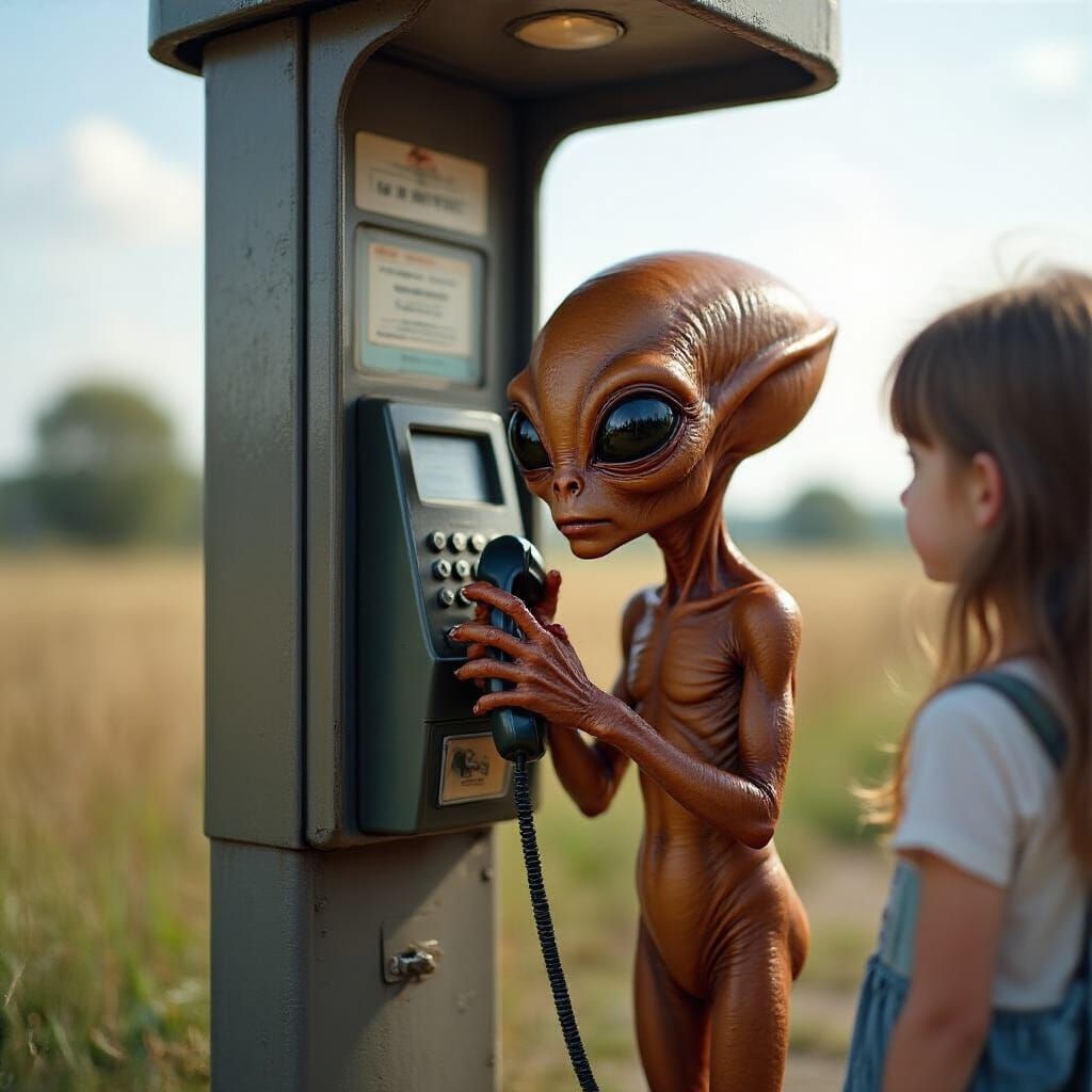 Cute Alien Tries to Call Home in Rural Setting