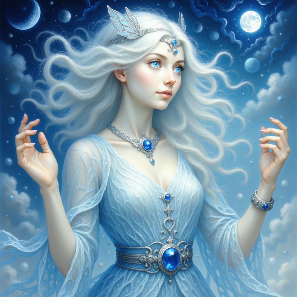 Wind Whisperer Oracle in Ink Wash Style