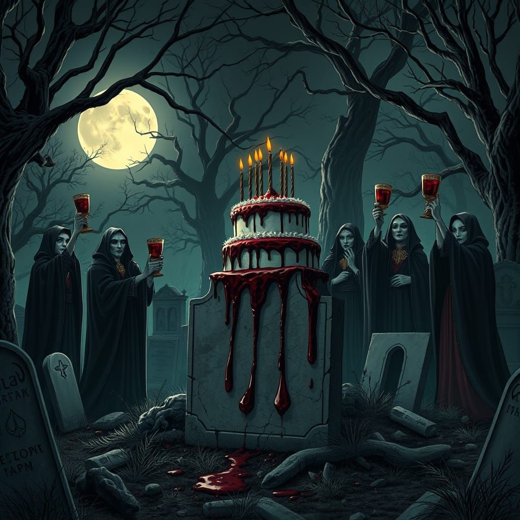 vampires celebrating at the gravesite