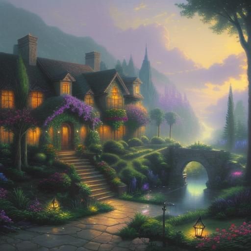 Oasis Villa: Ethereal Fantasy Landscape