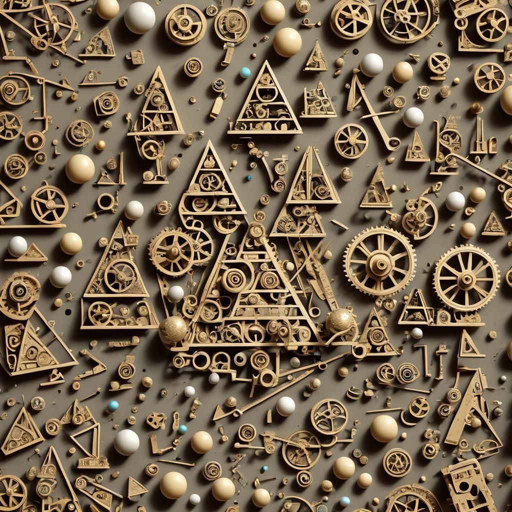 Rube Goldberg Pyramid Machine: Whimsical Cartoon