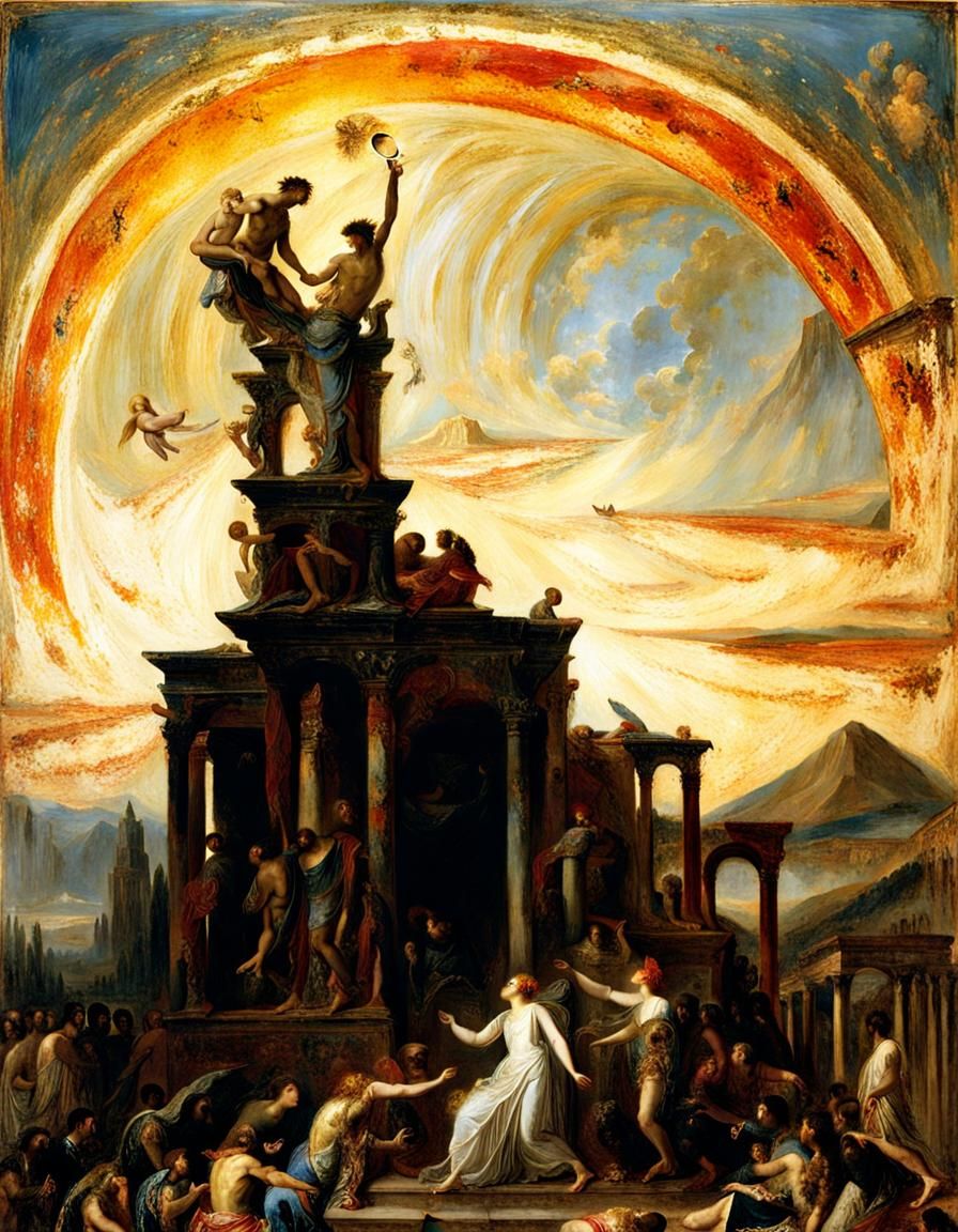 Solar Eclipse in Pompeii Fresco Style