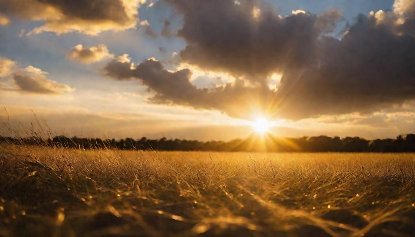Heavenly Sunshine Beams Through Clouds