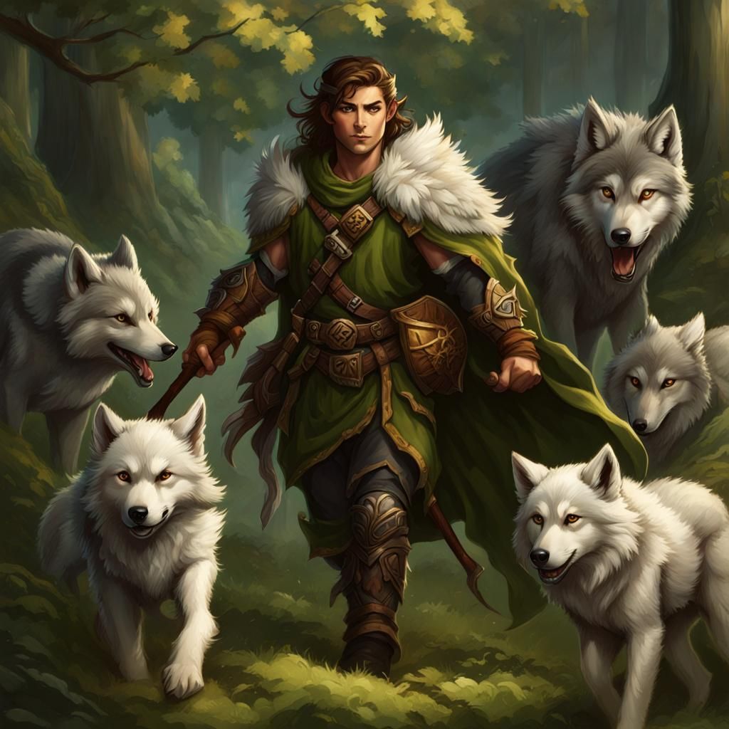 Halfling Druid with Wolf Pack