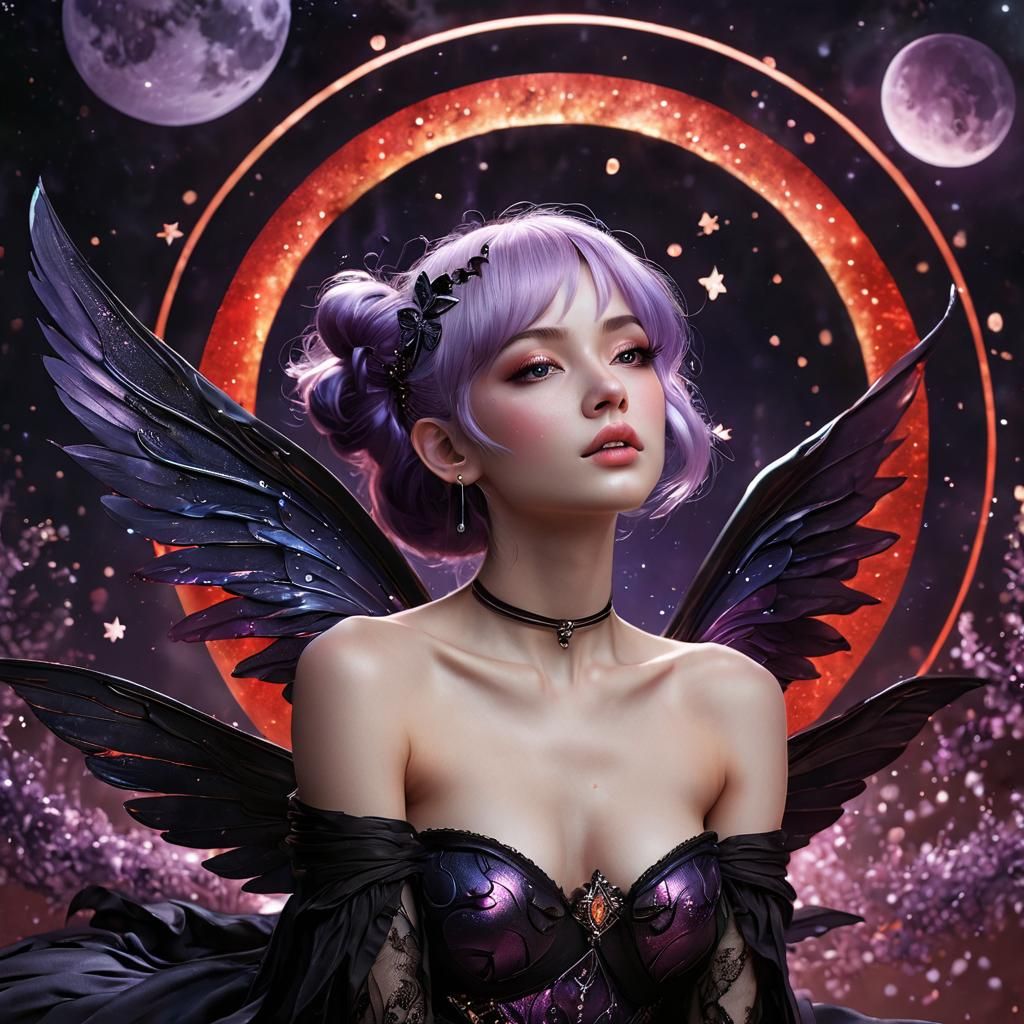 Ethereal Lunar Fairy on Crescent Moon