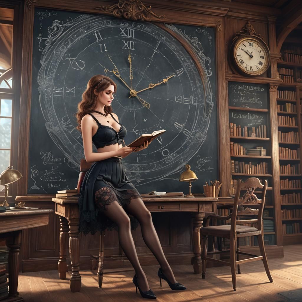 Teacher in Library: Detailed Digital Matte Painting