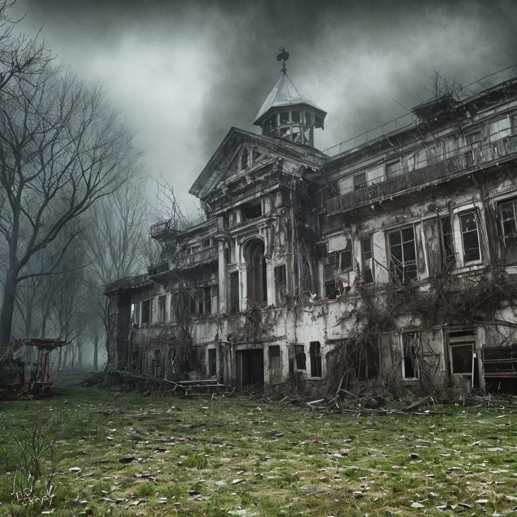 Ominous Overgrown Playground in Horror Style