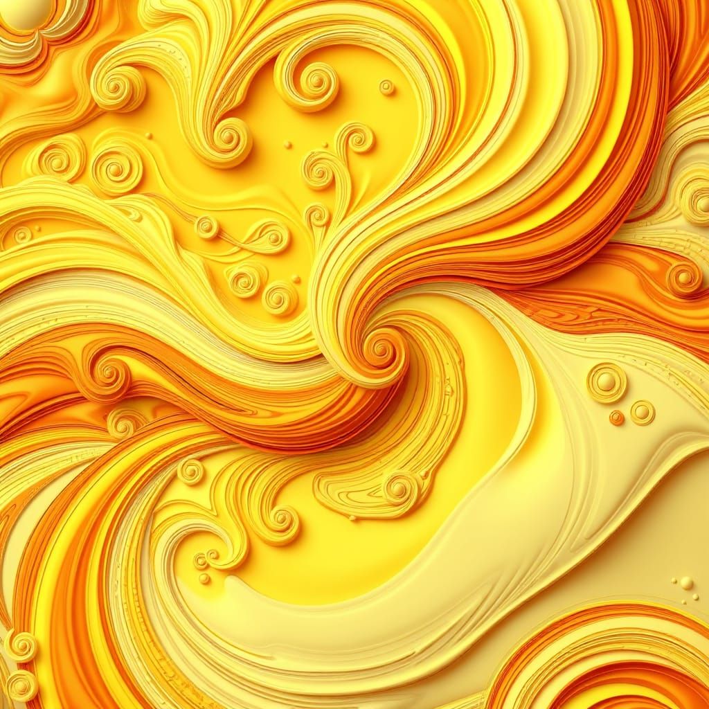 Abstract 3D Swirls in Yellow and Orange
