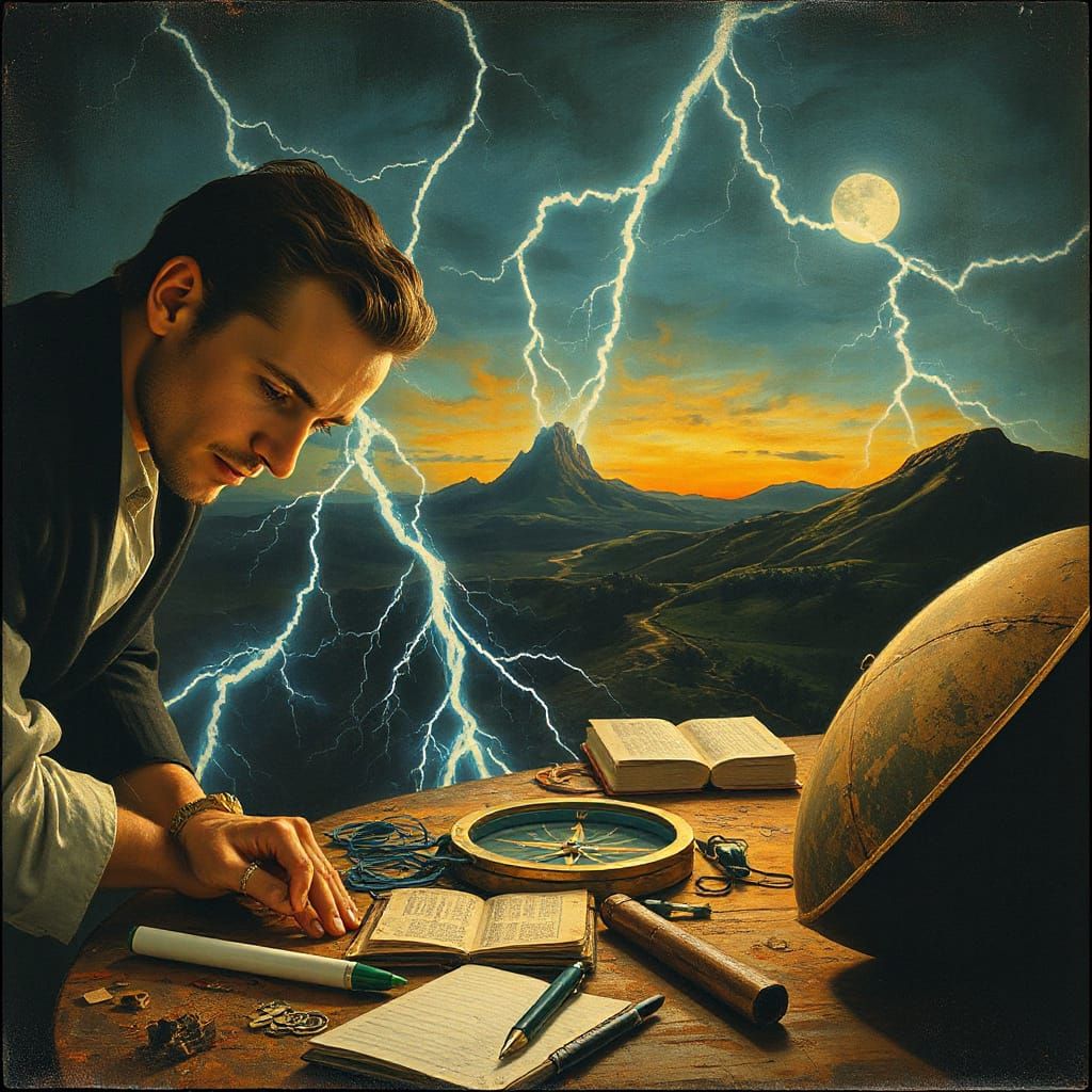 Psychedelic Cyberpunk Landscape with Rust Elements