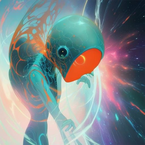 Surreal Alien Communication in Vibrant Digital Art