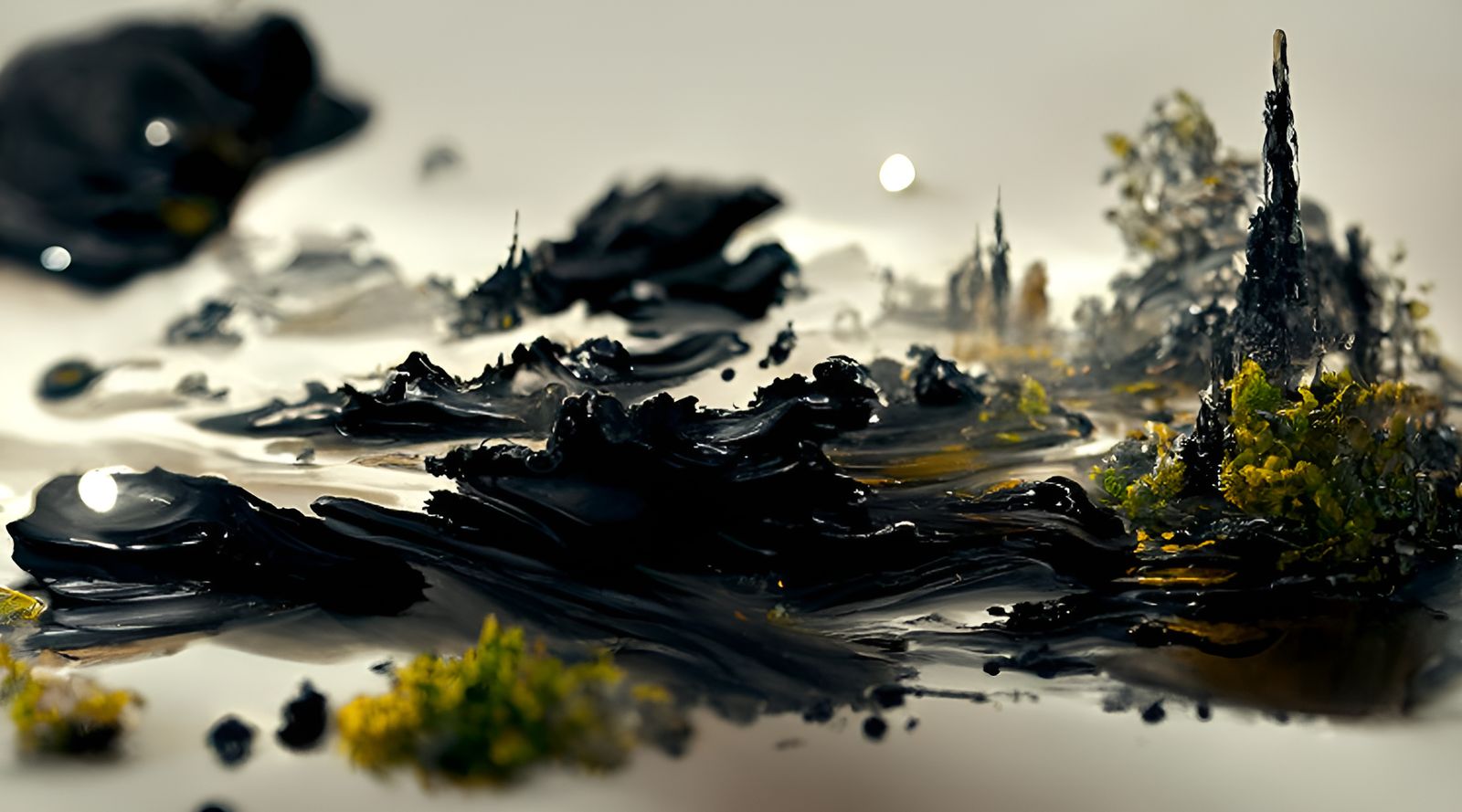 Ominous Inky Black Landscape as Digital Matte Painting