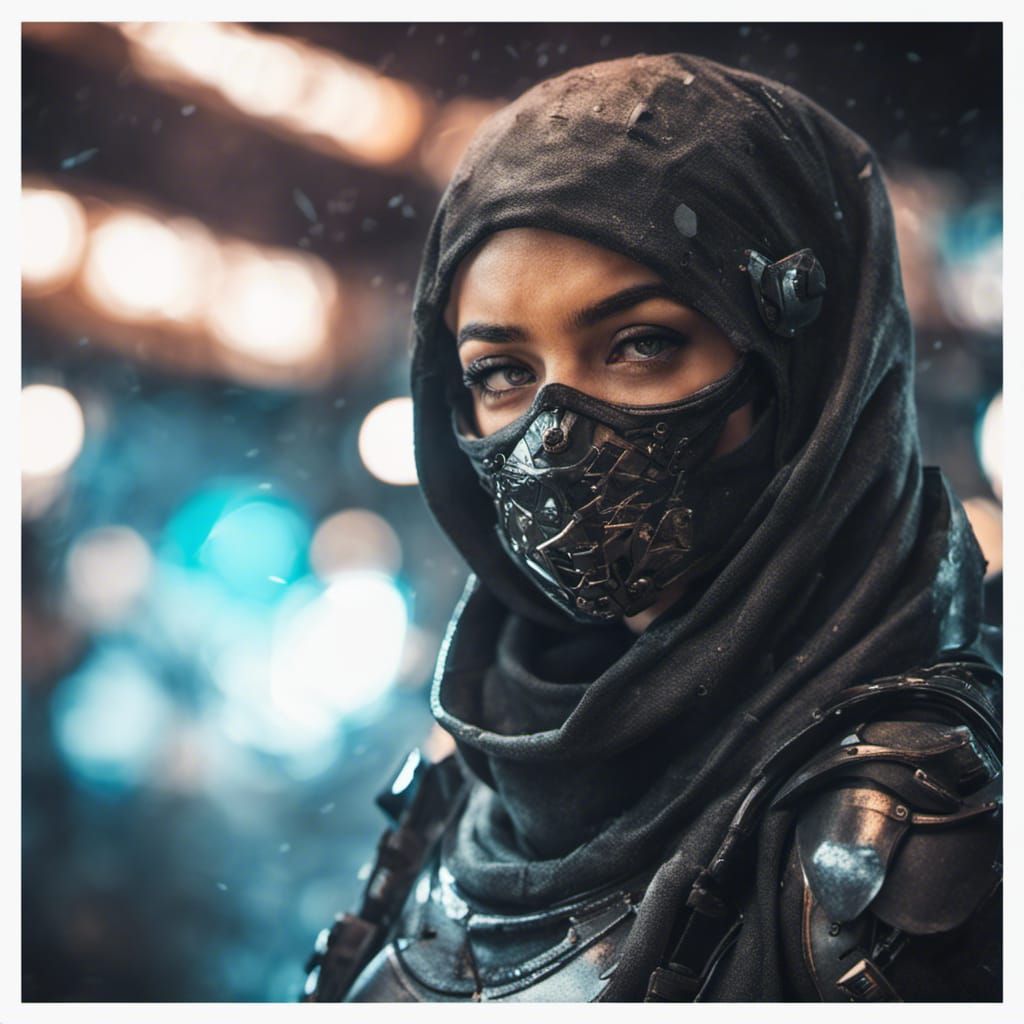 Sci-Fi Ninja Portrait with Bokeh Effect