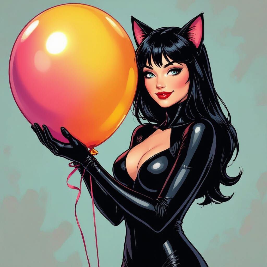 Felicia Hardy Snuggling a Birthday Balloon