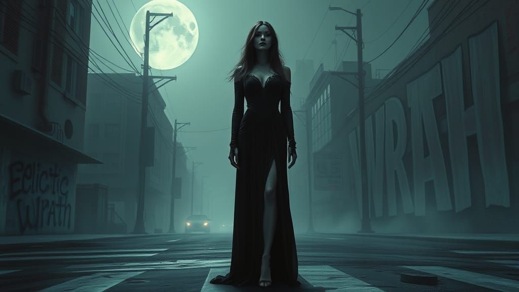 Ethereal Singer in Post-Apocalyptic Cityscape