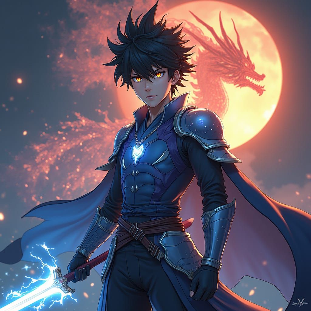 Cyberpunk Samurai Hero with Golden Eyes and Glowing Sword