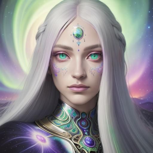 Celestial Woman with Heterochromia in Visionary Art