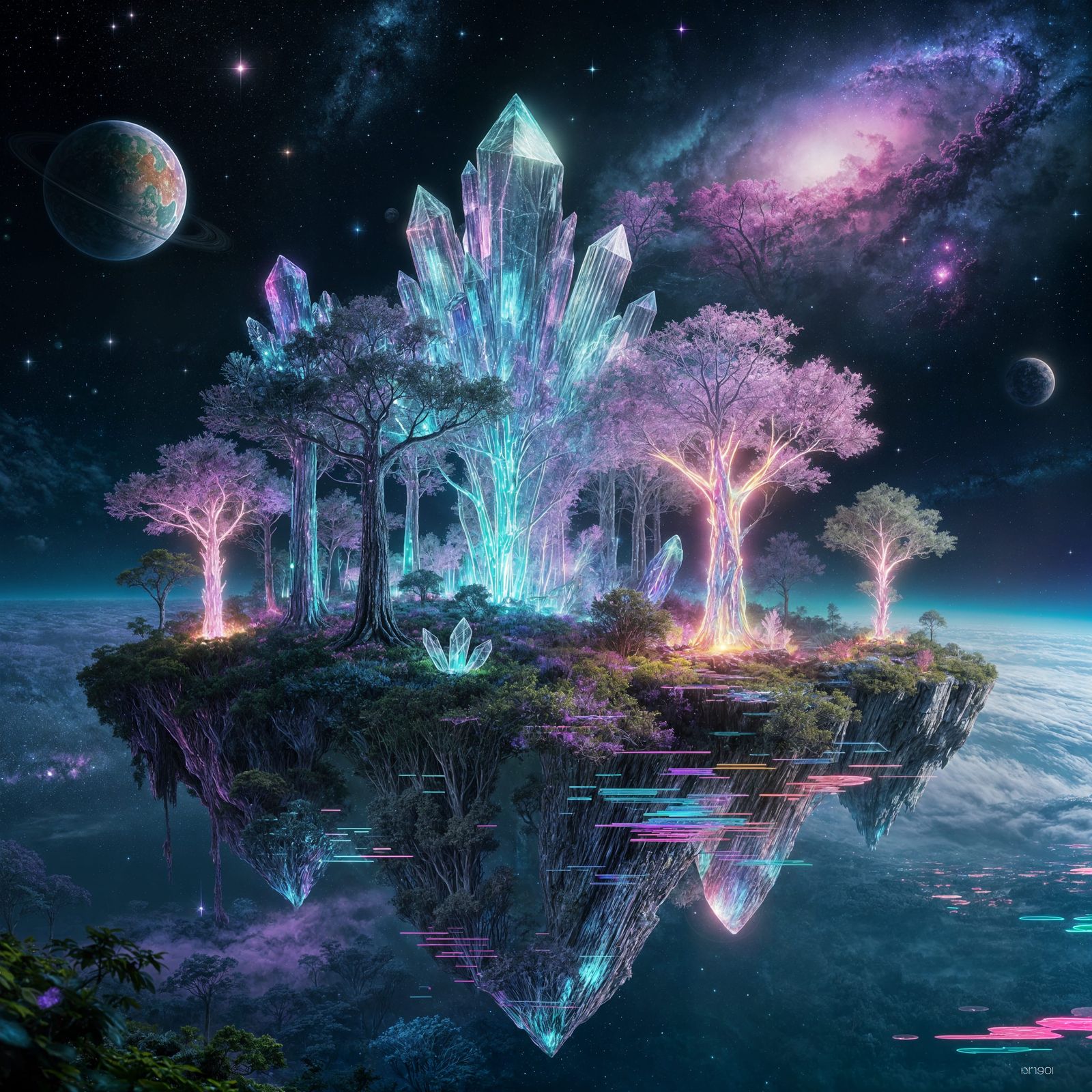 Otherworldly Crystal Forest in Cosmic Void
