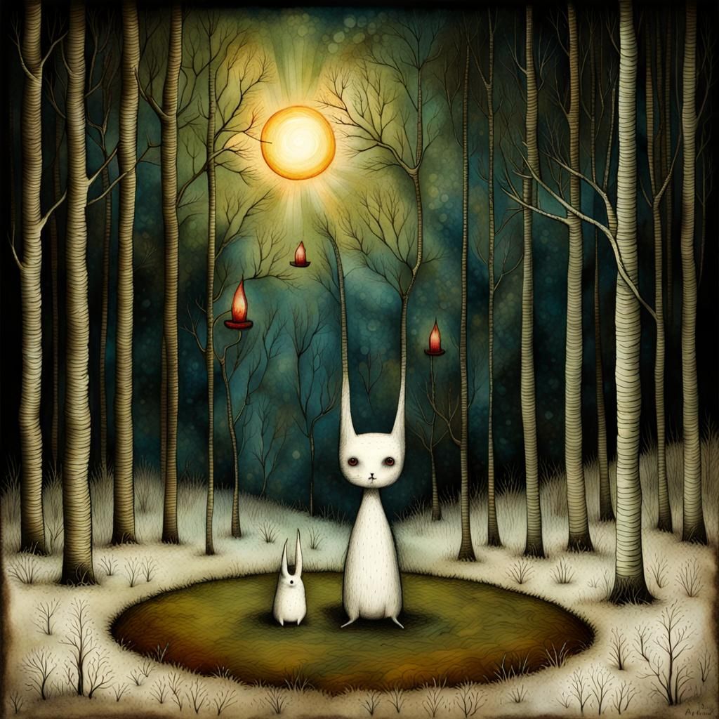 Melancholy Candle in Art Brut Style