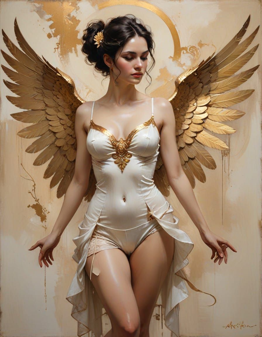 Regal Goddess in Golden Hues