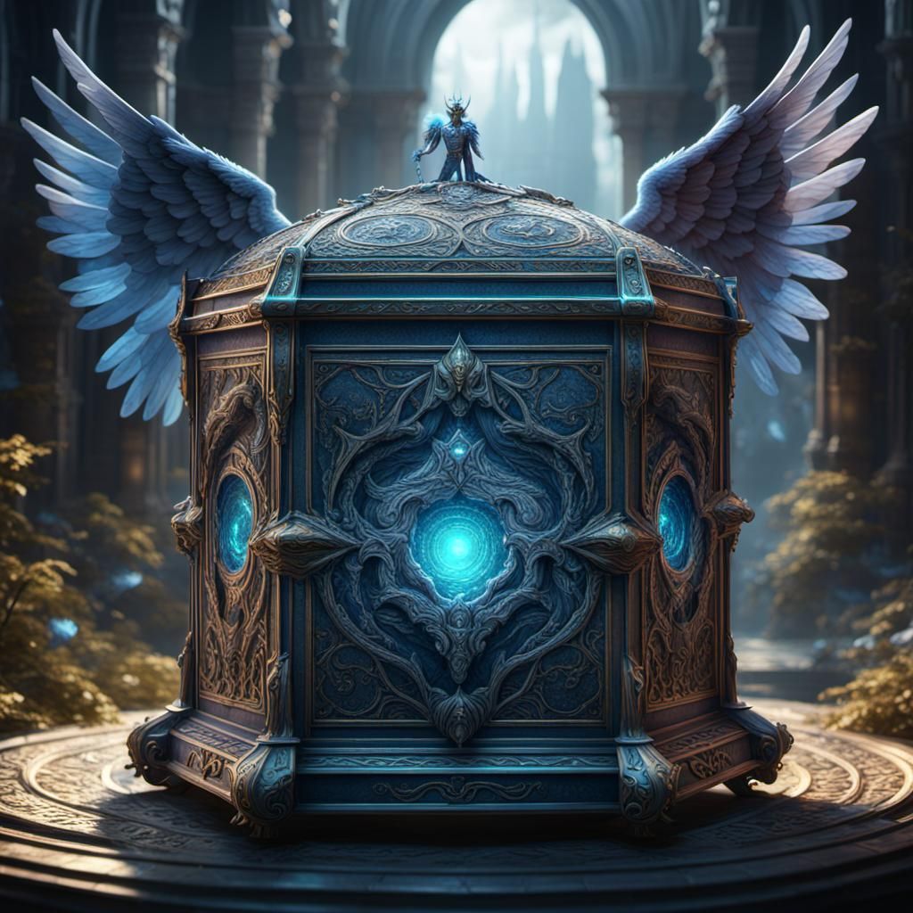 Angelic Seraphim with Pandora's Box: Detailed Matte Painting