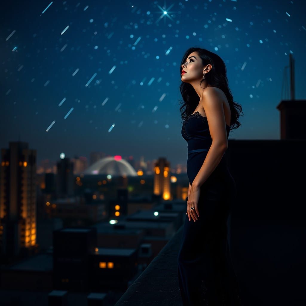 Stunning Celestial Beauty in Moody Urban Nighttime Scene