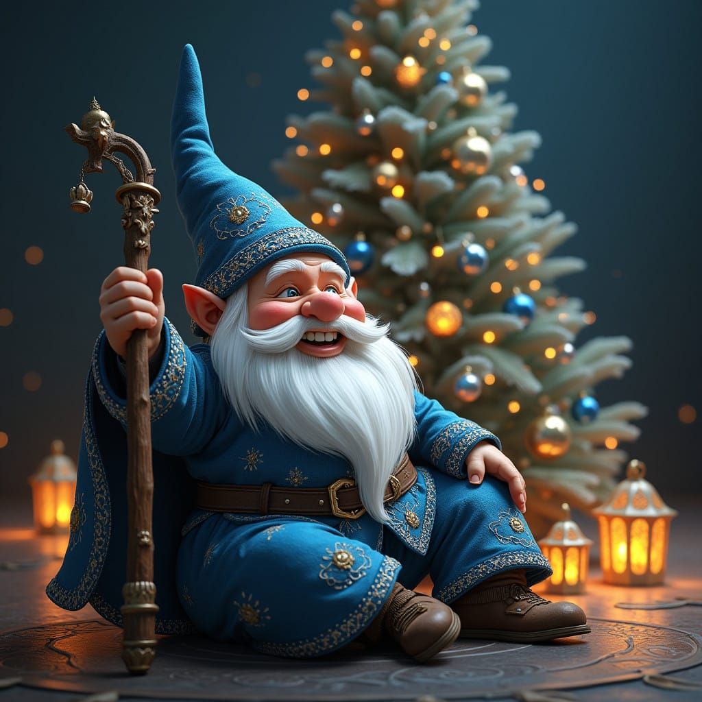Cheerful Gnome in Festive Christmas Setting