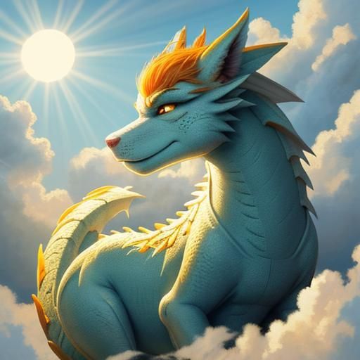 Divine Dragon Ascends Through Heavenly Sunshine
