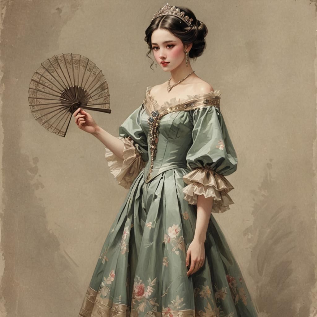 Bold Fan Princess with Old Fan in Hand