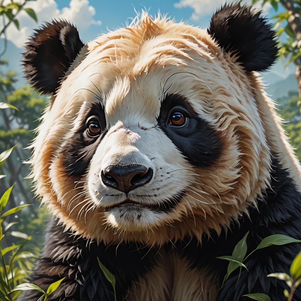 Detailed Panda Portrait in Artgerm and WLOP Style