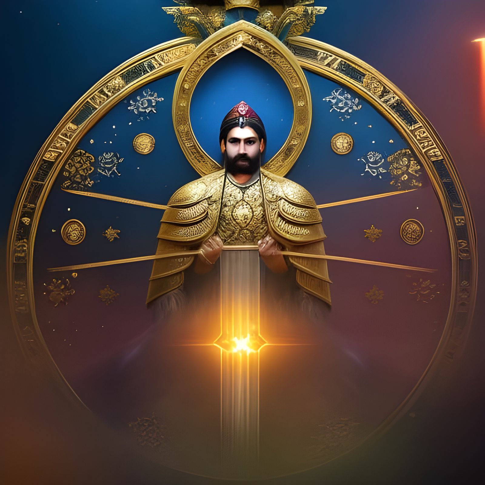 God of Time Hunts Taurus: Fantasy Art