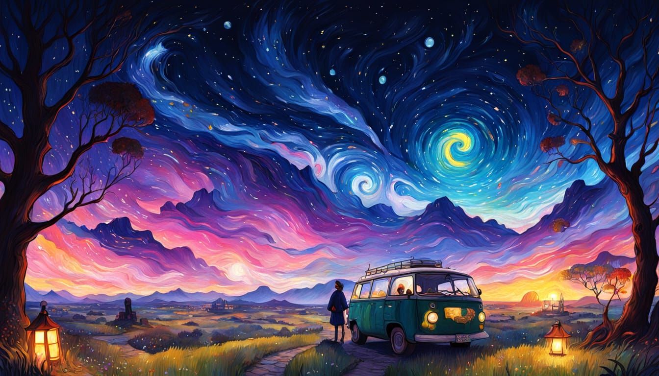 Colorful Fairytale Illustration in Studio Ghibli Style