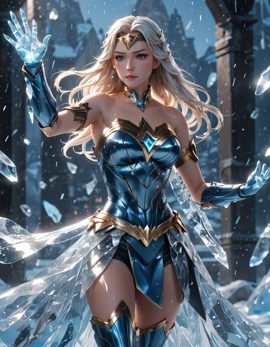 Ice from Justice League in Heroic 3D Anime Art