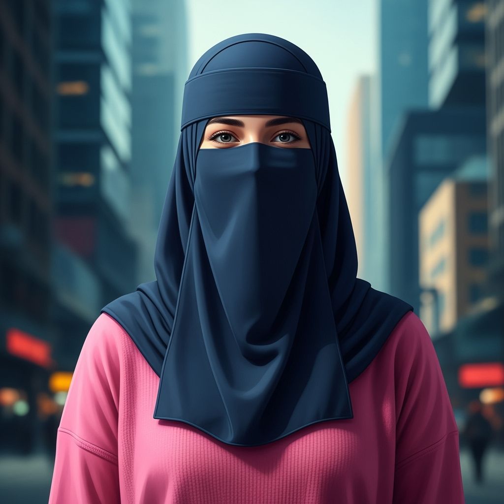 Beautiful Woman in Niqab Portrait, Fantasy Concept Art