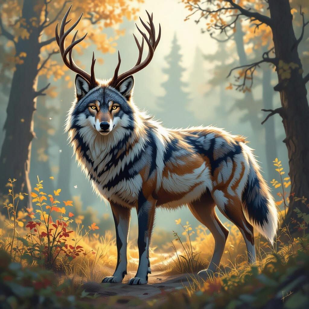 Majestic Forest Animal Hybrid Digital Painting